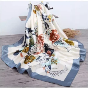 Pañuelos de mujer estampado blanco y gris con flores