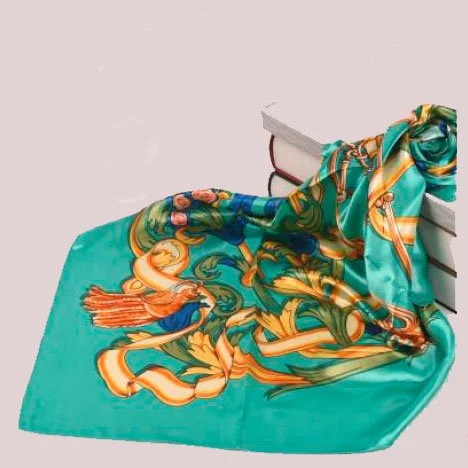 Pañuelos de mujer estampado verde turquesa Medallón - Imagen 2