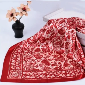 Pañuelos de mujer estampado beige y rojo