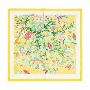 Pañuelos de semiseda de cuello blanco y amarillo 70×70 cm