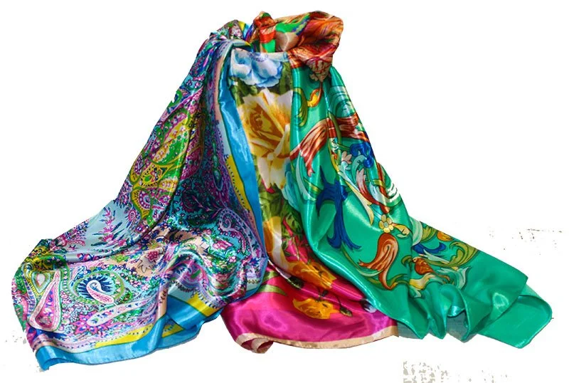 Pañuelos de mujer estampado verde turquesa Medallón - Imagen 3
