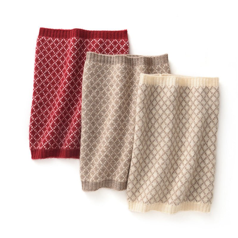 Polaina de cuello de bufanda infinita de punto Fair Isle de cachemira gruesa para mujer - Imagen 5