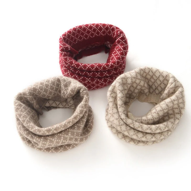 Polaina de cuello de bufanda infinita de punto Fair Isle de cachemira gruesa para mujer - Imagen 6