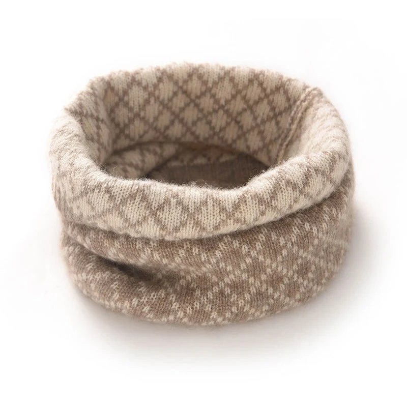 Polaina de cuello de bufanda infinita de punto Fair Isle de cachemira gruesa para mujer - Imagen 4