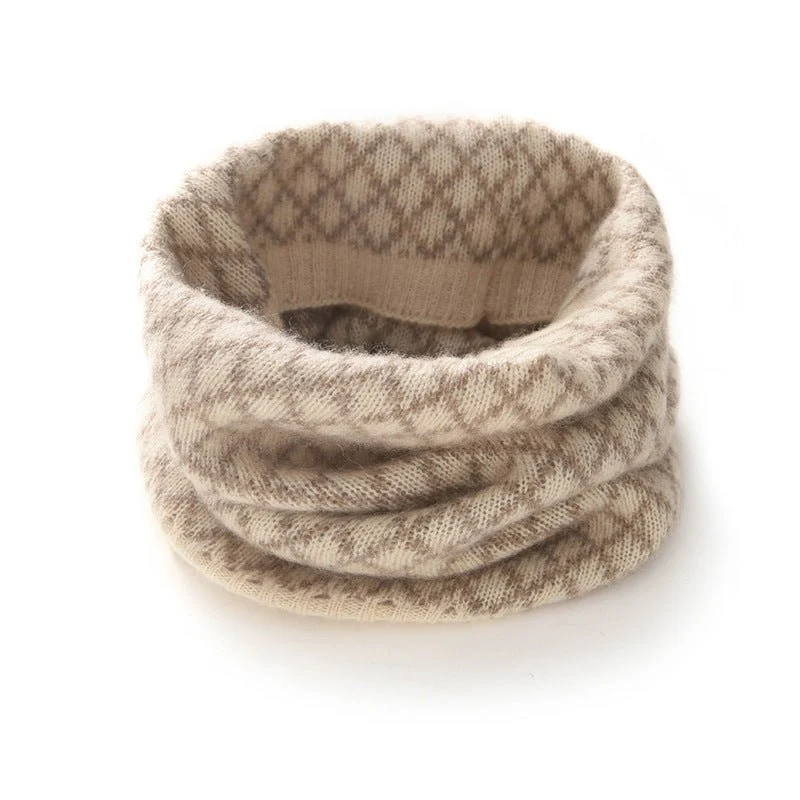 Polaina de cuello de bufanda infinita de punto Fair Isle de cachemira gruesa para mujer - Imagen 3