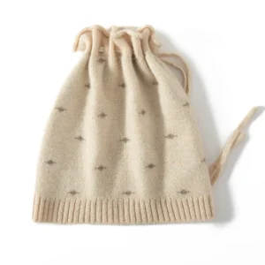 Gorro Beanie De Puro Cashmere Con Cordón Gorro De Punto Con Estrellas Sutiles