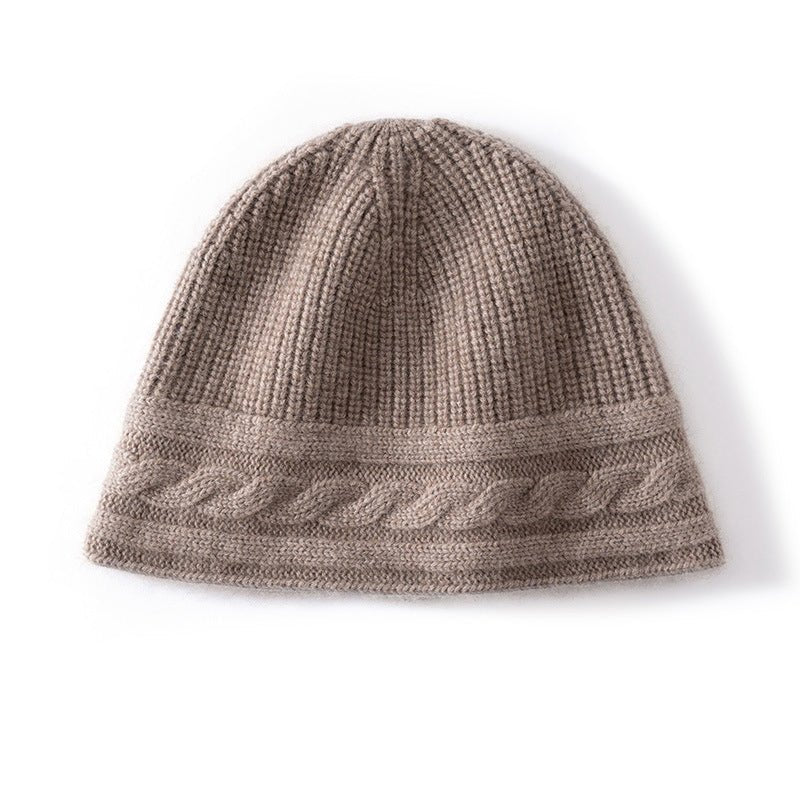 Gorro de cachemira pura Gorro de cachemira ultra suave para mujer Gorro acanalado con banda tipo cable - Imagen 4