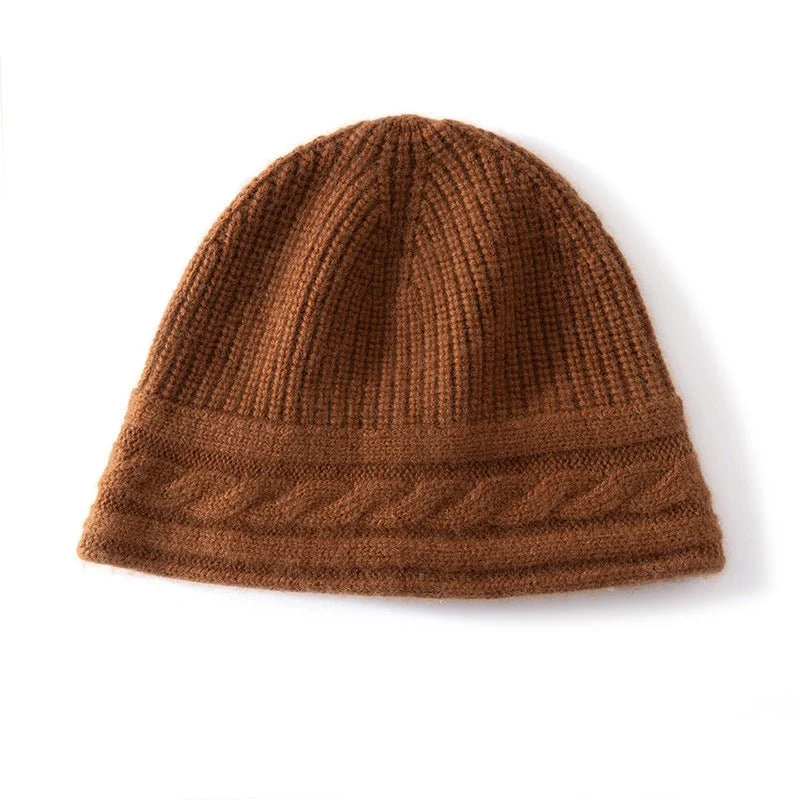 Gorro de cachemira pura Gorro de cachemira ultra suave para mujer Gorro acanalado con banda tipo cable - Imagen 5