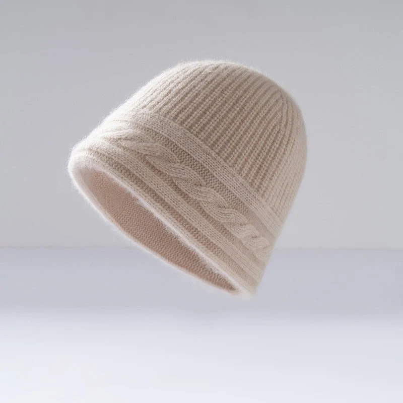 Gorro de cachemira pura Gorro de cachemira ultra suave para mujer Gorro acanalado con banda tipo cable - Imagen 2