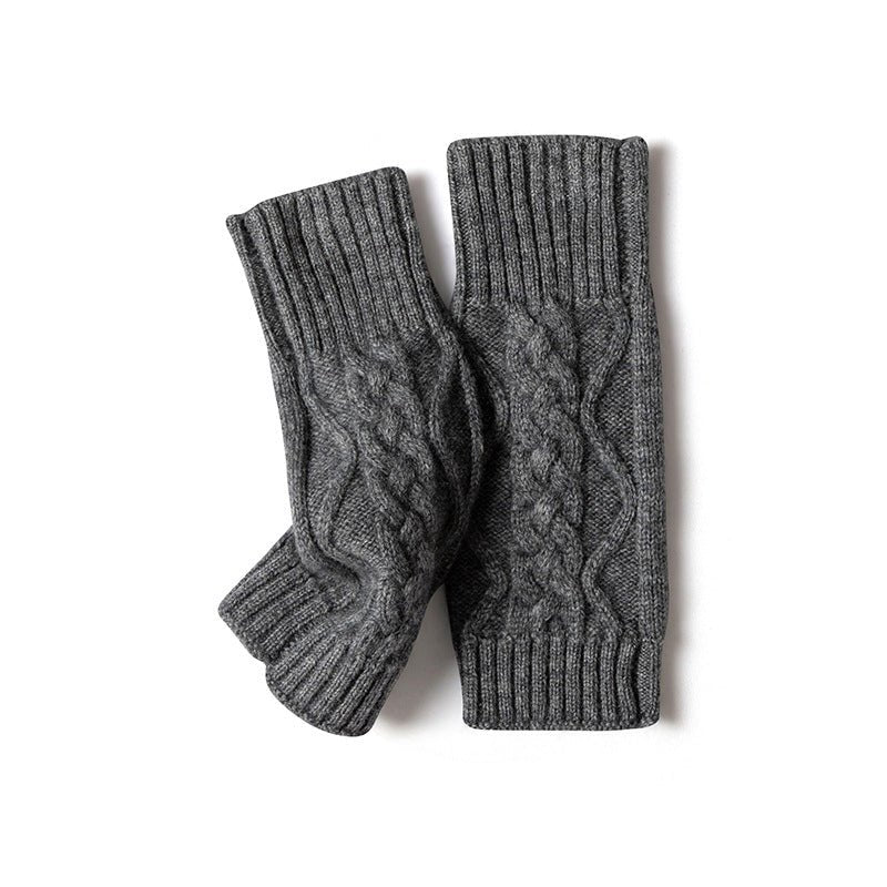 Guantes sin dedo para mujeres Calentadores de brazo de punto de punto de cable Guantes de la mitad de los dedos - Imagen 4