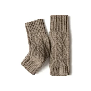 Guantes sin dedo para mujeres Calentadores de brazo de punto de punto de cable Guantes de la mitad de los dedos