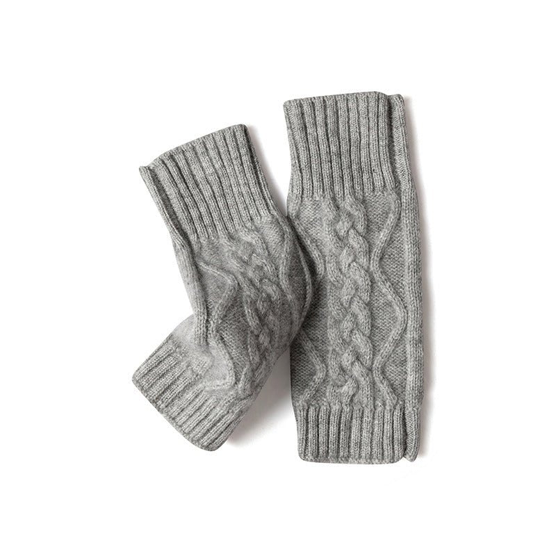 Guantes sin dedo para mujeres Calentadores de brazo de punto de punto de cable Guantes de la mitad de los dedos - Imagen 5