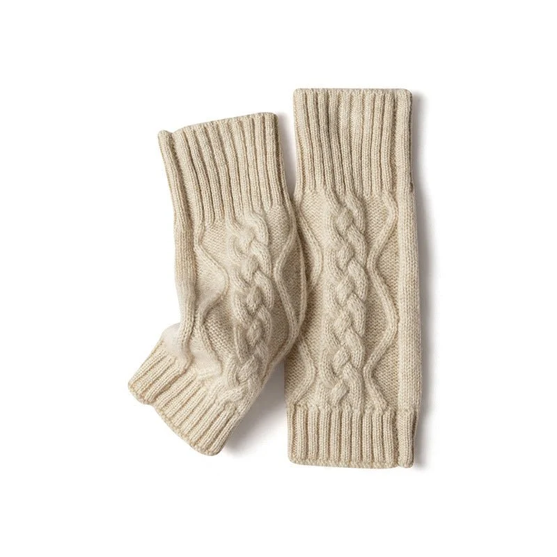 Guantes sin dedo para mujeres Calentadores de brazo de punto de punto de cable Guantes de la mitad de los dedos - Imagen 3