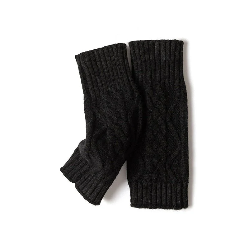 Guantes sin dedo para mujeres Calentadores de brazo de punto de punto de cable Guantes de la mitad de los dedos - Imagen 7