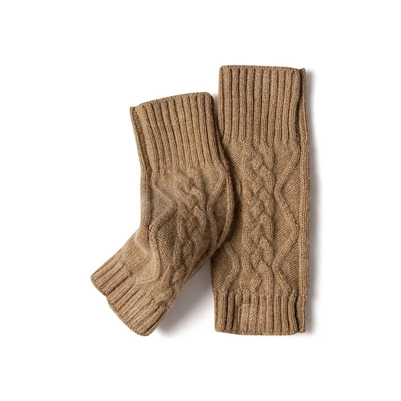 Guantes sin dedo para mujeres Calentadores de brazo de punto de punto de cable Guantes de la mitad de los dedos - Imagen 6