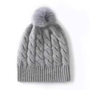 Gorro de cachemir puro de punto trenzado