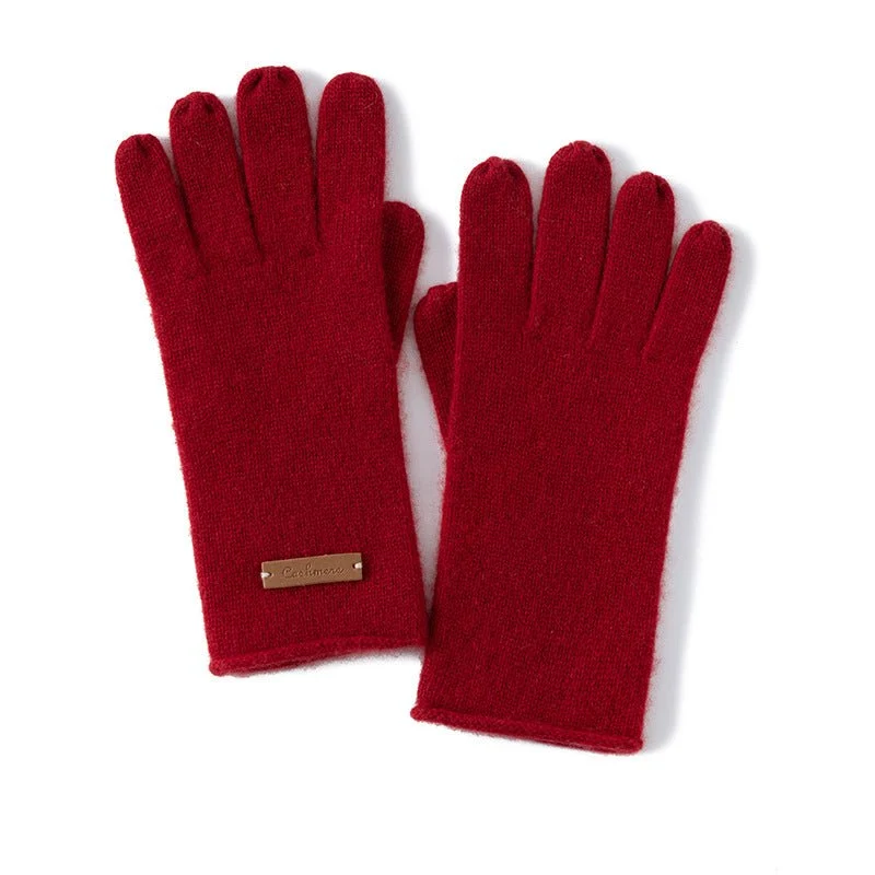 Guantes de punto de cachemira pura Guantes cálidos de cachemira refinada con borde rizado - Imagen 6