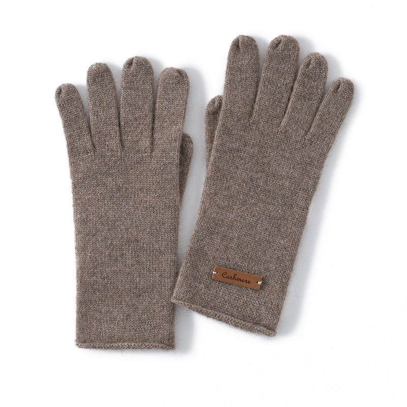 Guantes de punto de cachemira pura Guantes cálidos de cachemira refinada con borde rizado - Imagen 4