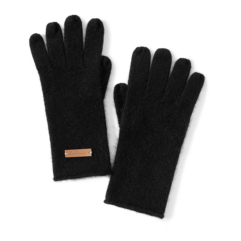 Guantes de punto de cachemira pura Guantes cálidos de cachemira refinada con borde rizado - Imagen 3