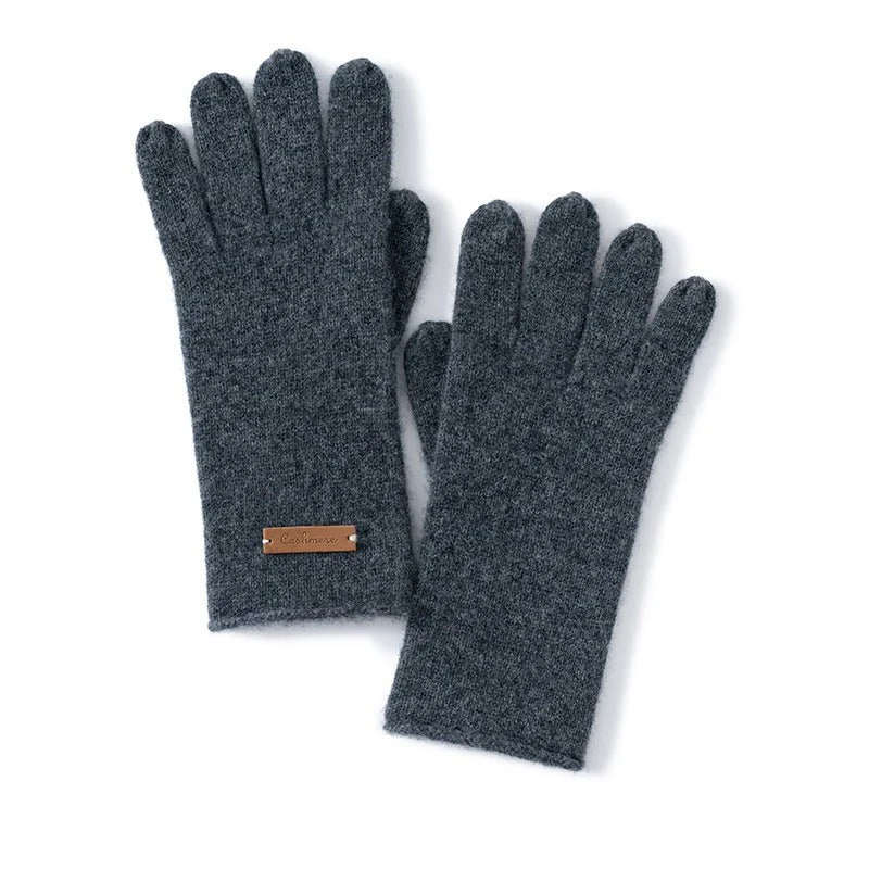 Guantes de punto de cachemira pura Guantes cálidos de cachemira refinada con borde rizado - Imagen 5