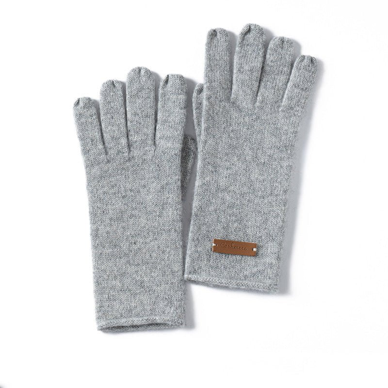 Guantes de punto de cachemira pura Guantes cálidos de cachemira refinada con borde rizado - Imagen 7