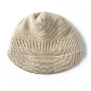 Gorro con visera de punto de pura cachemira Gorro de cachemira con ala Gorro de punto de cachemira
