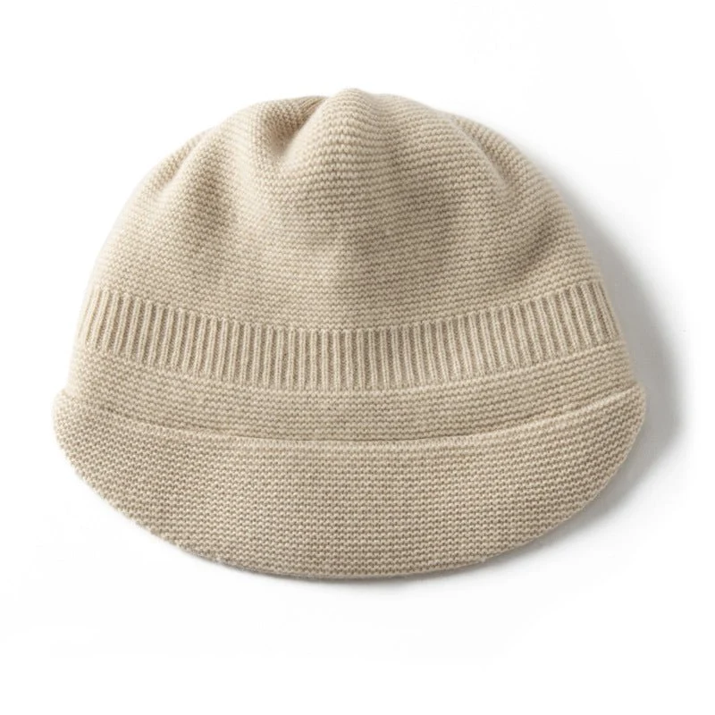 Gorro con visera de punto de pura cachemira Gorro de cachemira con ala Gorro de punto de cachemira - Imagen 2