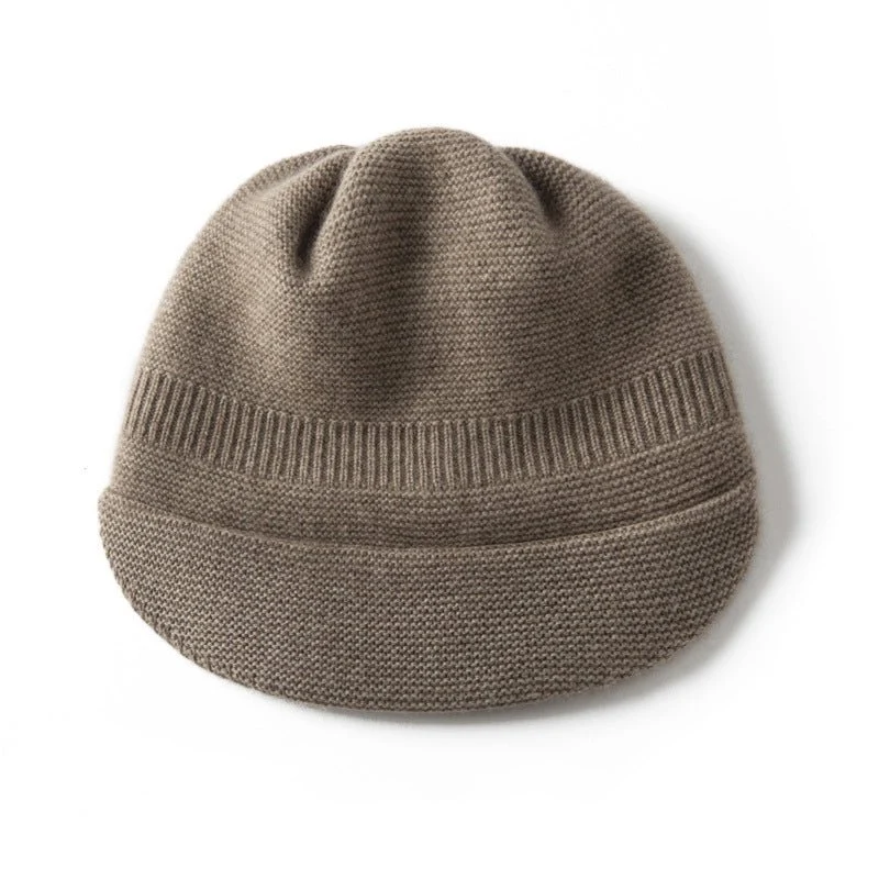 Gorro con visera de punto de pura cachemira Gorro de cachemira con ala Gorro de punto de cachemira - Imagen 4