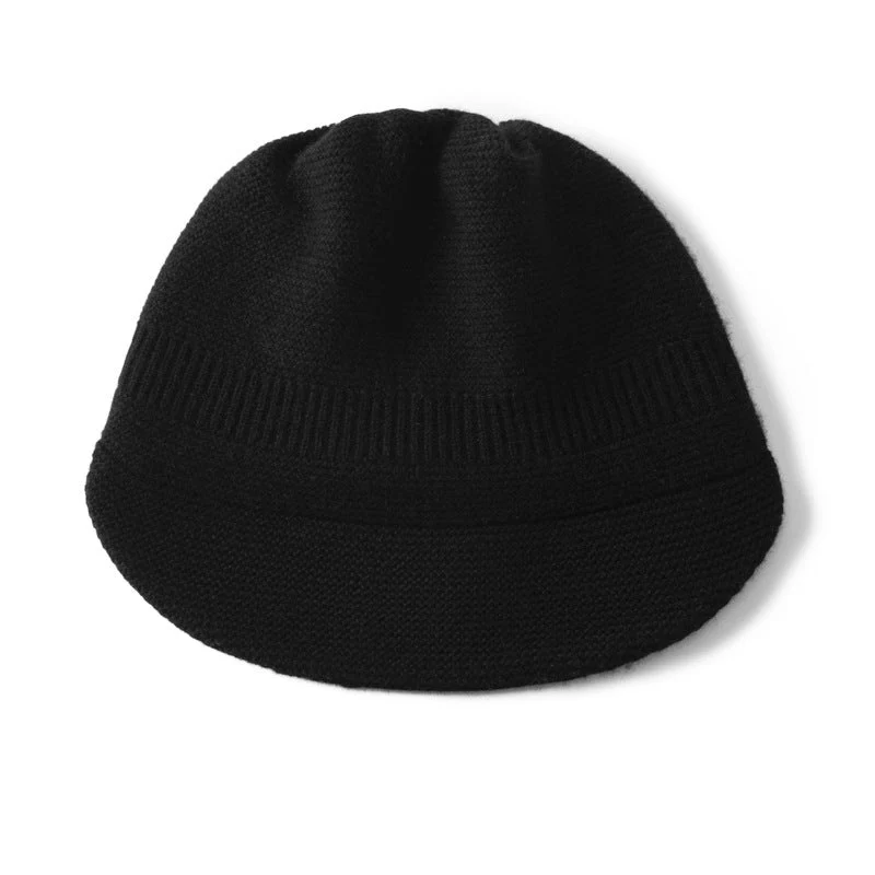 Gorro con visera de punto de pura cachemira Gorro de cachemira con ala Gorro de punto de cachemira - Imagen 5