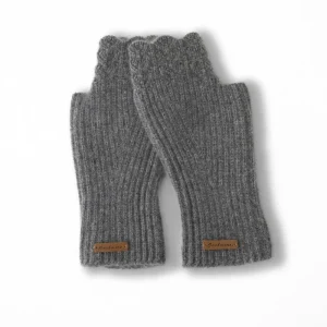 Guantes sin dedo de cachemira acanalado guantes de cachemir de borde festoneado