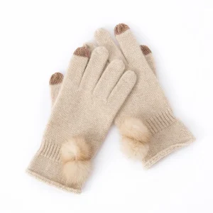 Guantes de cachemir POM y puntas de contraste Mittens de cachemira con pantalla táctil