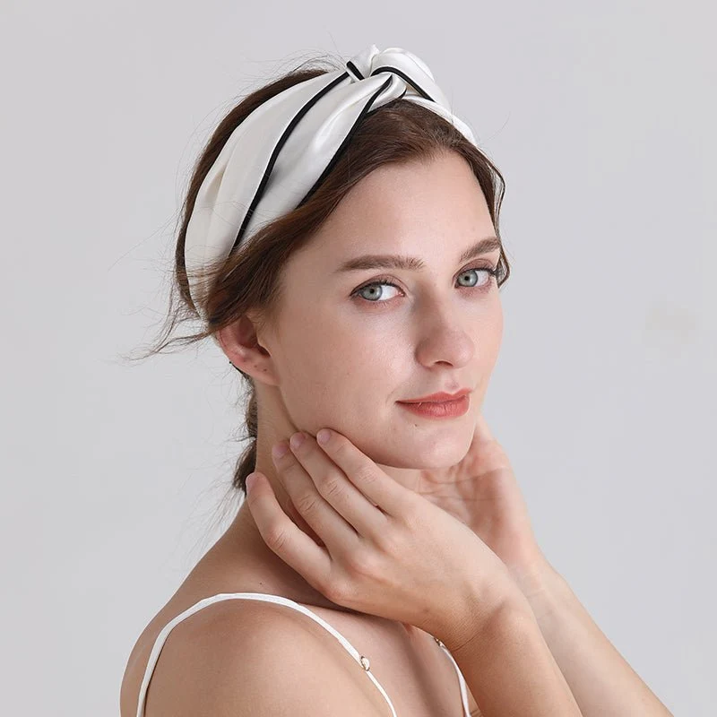 Diadema de nudo de seda de morera pura para mujeres