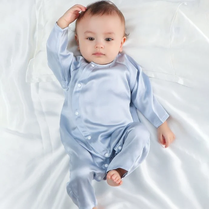 Bodysuit de seda pura para bebés ropa de seda de verano ligera - Imagen 4