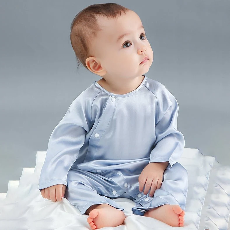 Bodysuit de seda pura para bebés ropa de seda de verano ligera - Imagen 3