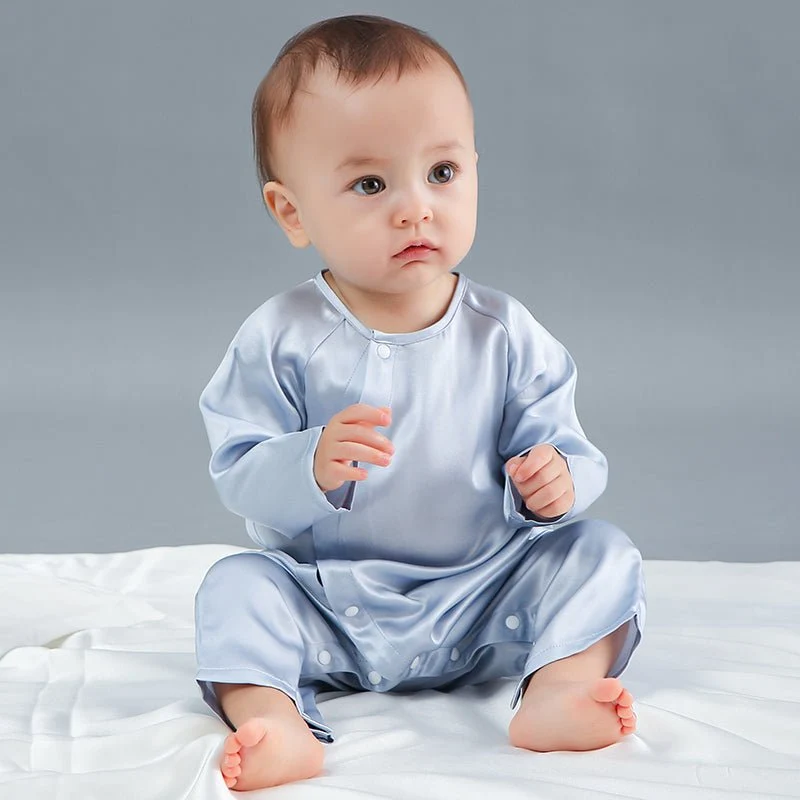 Bodysuit de seda pura para bebés ropa de seda de verano ligera