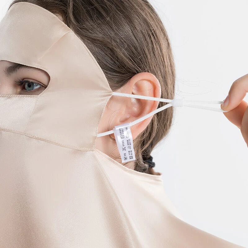 Cobertura completa mascarilla de seda máscaras sensibles a la cara llena de seda anti-uv máscaras - Imagen 3