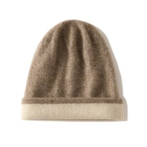 Gorro reversible de punto de cachemira de doble capa Gorro de cachemira de doble cara con borde doblado