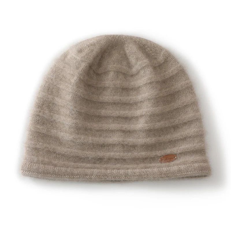 Gorro de cachemira pura con textura acanalada Gorro de punto de cachemira gruesa unisex - Imagen 2