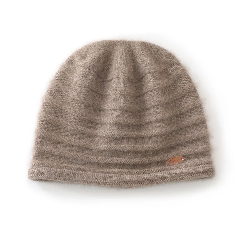 Gorro de cachemira pura con textura acanalada Gorro de punto de cachemira gruesa unisex - Imagen 7