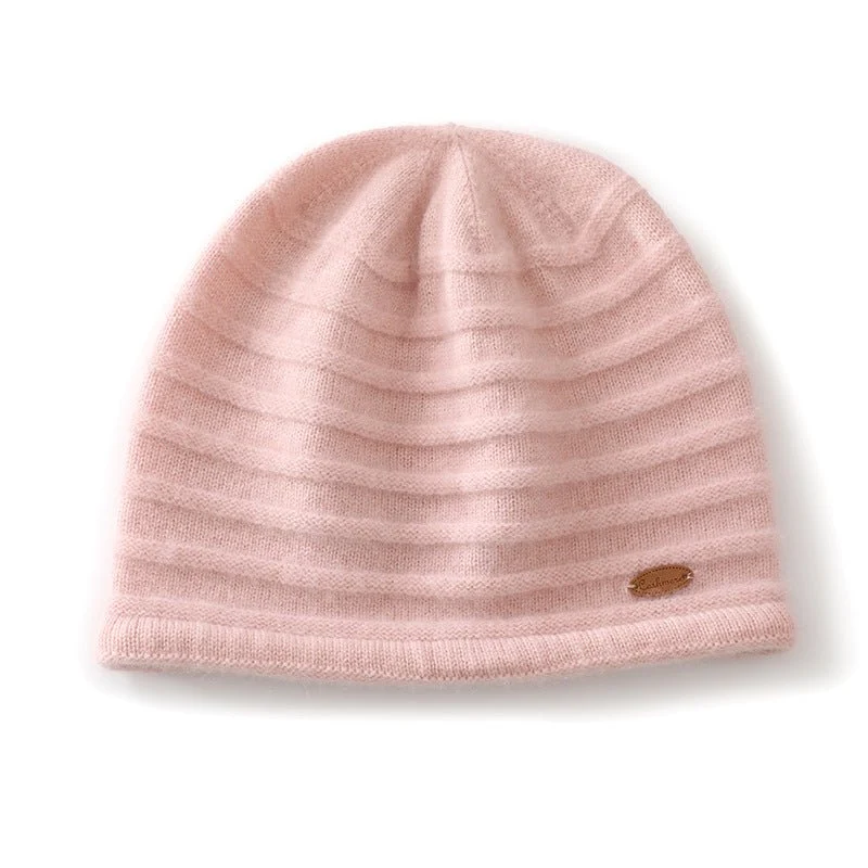 Gorro de cachemira pura con textura acanalada Gorro de punto de cachemira gruesa unisex - Imagen 5