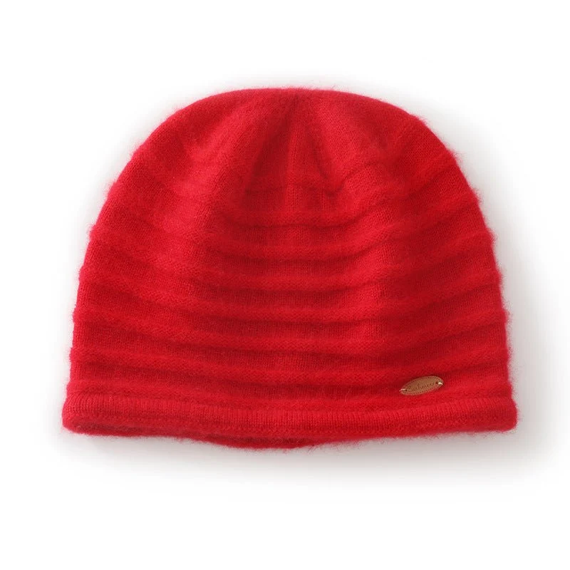 Gorro de cachemira pura con textura acanalada Gorro de punto de cachemira gruesa unisex - Imagen 6