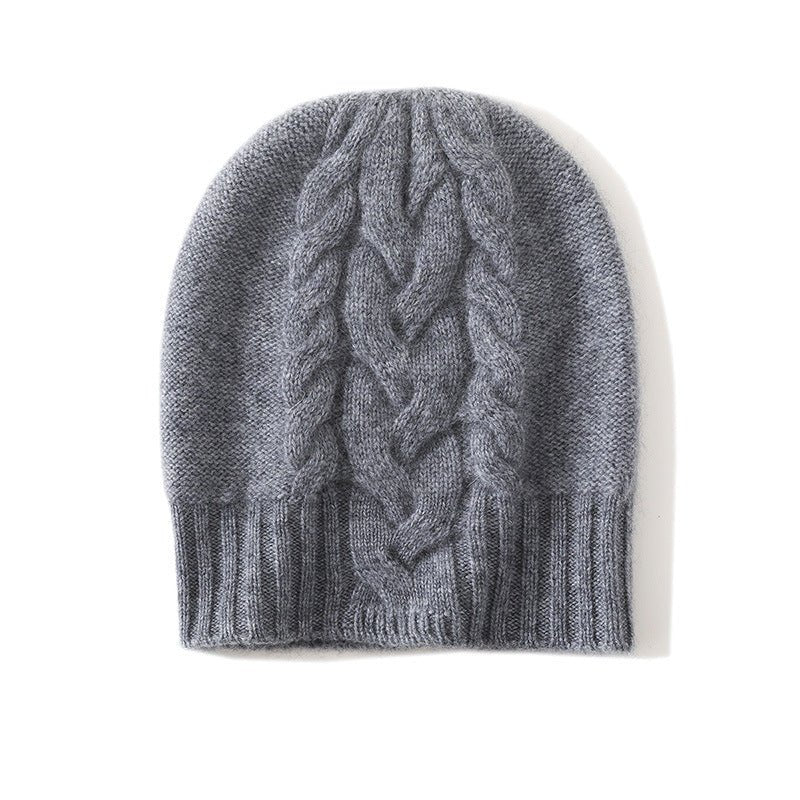 Gorro de cachemira con borde acanalado Gorro de cachemira con patrón trenzado para mujer - Imagen 5