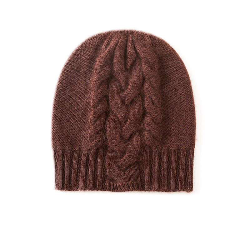 Gorro de cachemira con borde acanalado Gorro de cachemira con patrón trenzado para mujer - Imagen 4