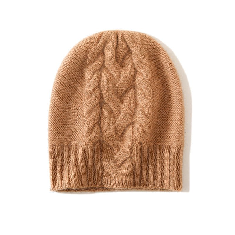 Gorro de cachemira con borde acanalado Gorro de cachemira con patrón trenzado para mujer