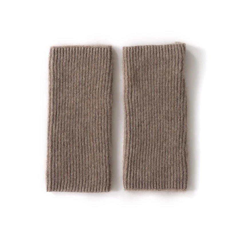 Diadema de punto de puro cashmere acanalado Guantes de medio dedo Guantes de cashmere - Imagen 4