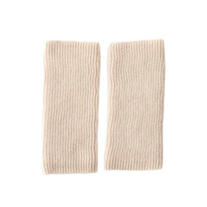 Diadema de punto de puro cashmere acanalado Guantes de medio dedo Guantes de cashmere - Imagen 3