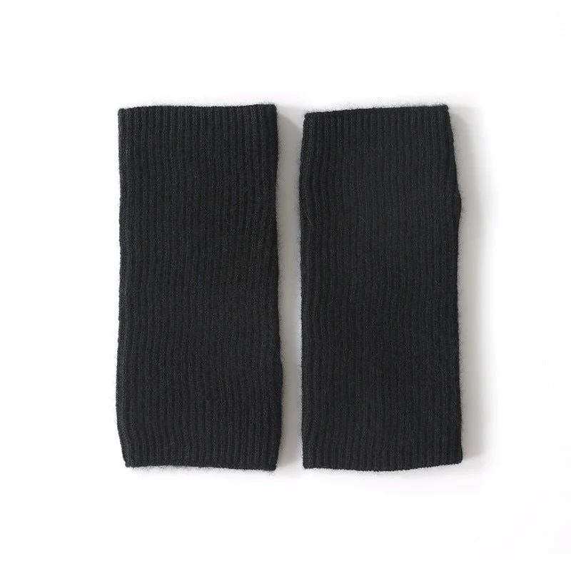 Diadema de punto de puro cashmere acanalado Guantes de medio dedo Guantes de cashmere - Imagen 8