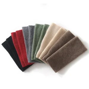 Diadema de punto de puro cashmere acanalado Guantes de medio dedo Guantes de cashmere