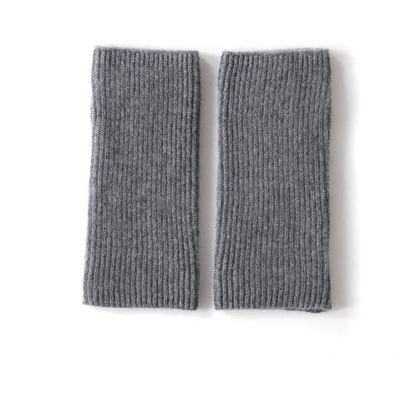 Diadema de punto de puro cashmere acanalado Guantes de medio dedo Guantes de cashmere - Imagen 7