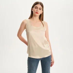 Camiseta de seda de morera de cuello redondo para mujeres